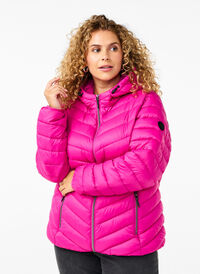 Lett jakke med hette, Rosa Lett jakke med hette, Rosa, Model