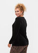 Bluse i velur med lange ermer, Black, Model image number 1