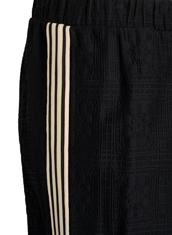 Vide blondebukser med kontraststriper, Svart, Packshot image number 2