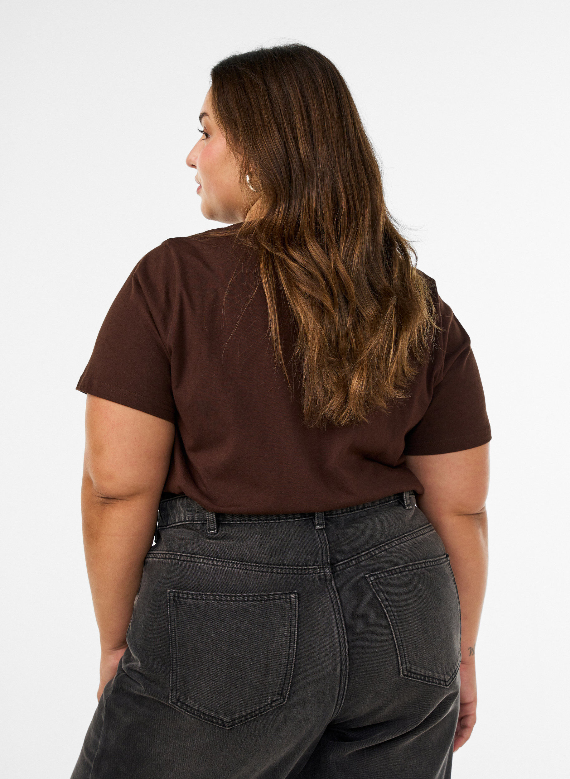 ZizziT-skjorte i &oslash;kologisk bomull med trykk, Brun, Model image number 2