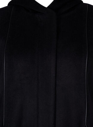 Jakke med ull og hette, Black Solid, Packshot image number 2