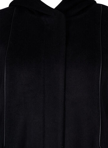 Jakke med ull og hette, Black Solid, Packshot image number 2