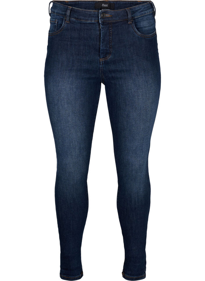Supersmale jeans med h&oslash;y midje, Dark Blue, Packshot image number 0