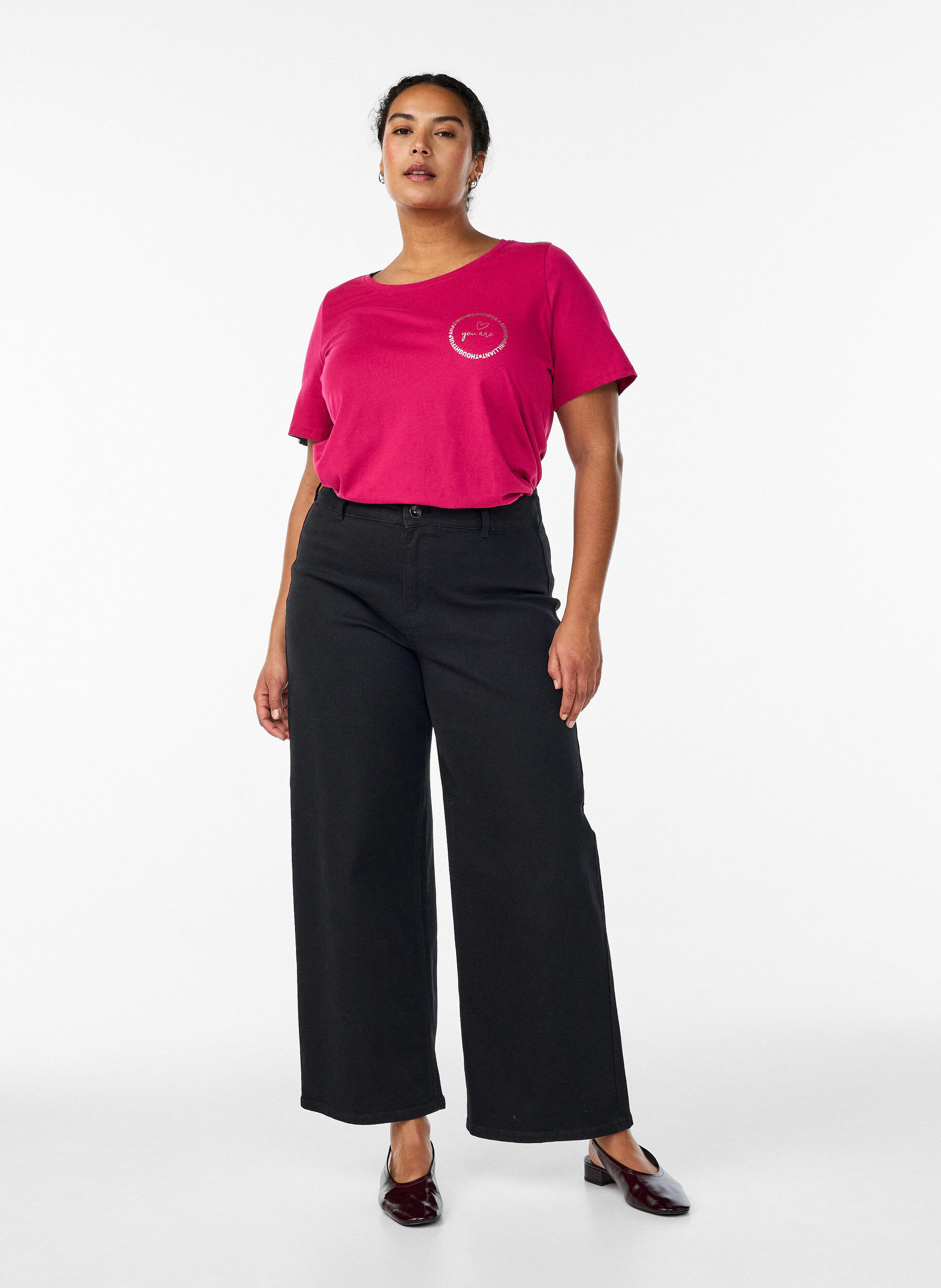 Zizzi FLASH - T-skjorte med trykk, R&oslash;d, Model image number 1