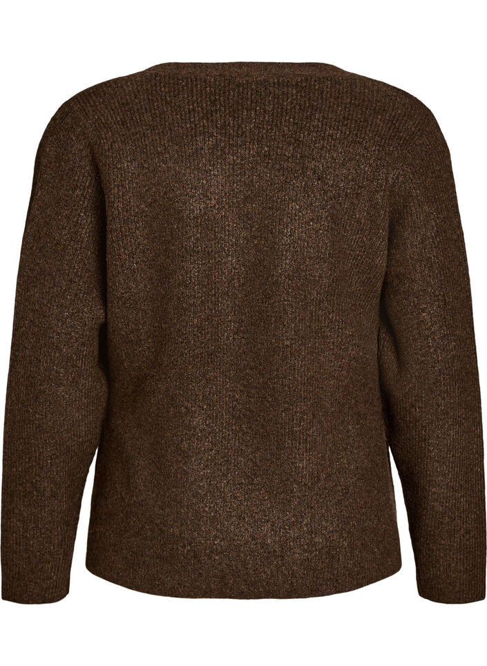 Strikket cardigan med asymmetrisk lukking, Brun, Packshot image number 1