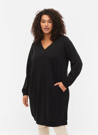 Kjole med V-hals, Black, Model