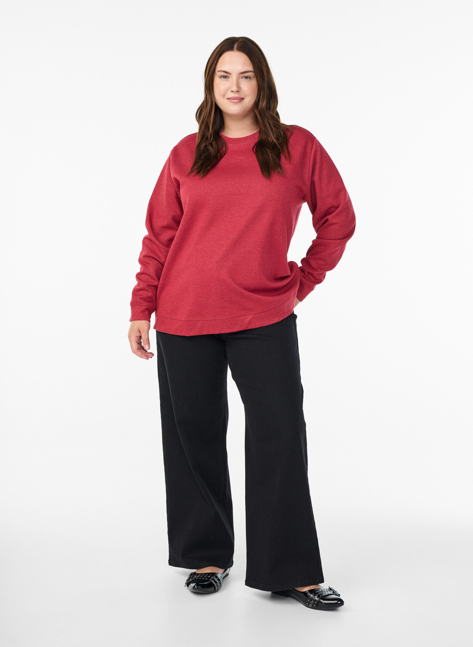 ZizziGenser med crewneck, R&oslash;d, Model image number 1