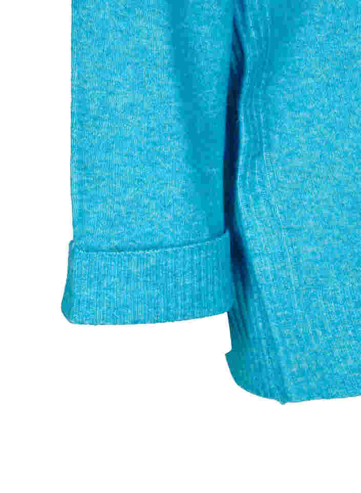 Langermet strikkegenser med rullekrage, Malibu Blue Mel., Packshot image number 3