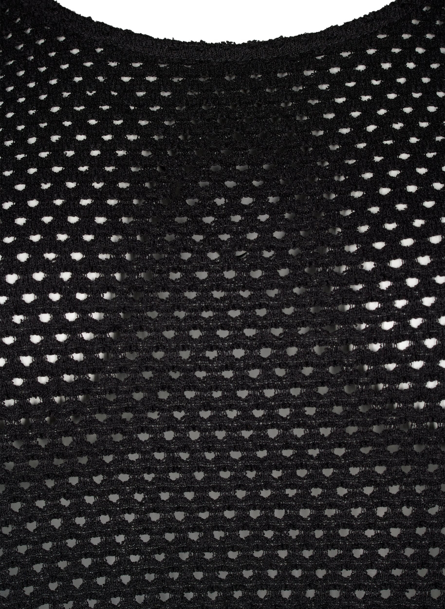 Zizzi 3/4 ermet kjole med strikket blondem&oslash;nster, Black, Packshot image number 2