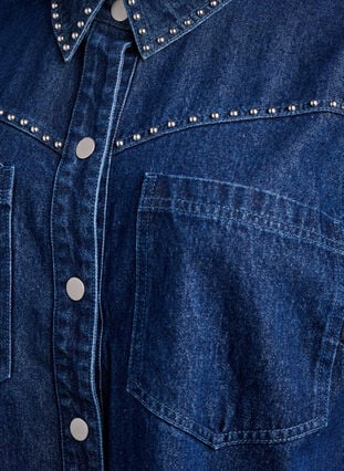 Zizzi Denimskjorte med nagler, Dark Blue Denim, Packshot image number 2