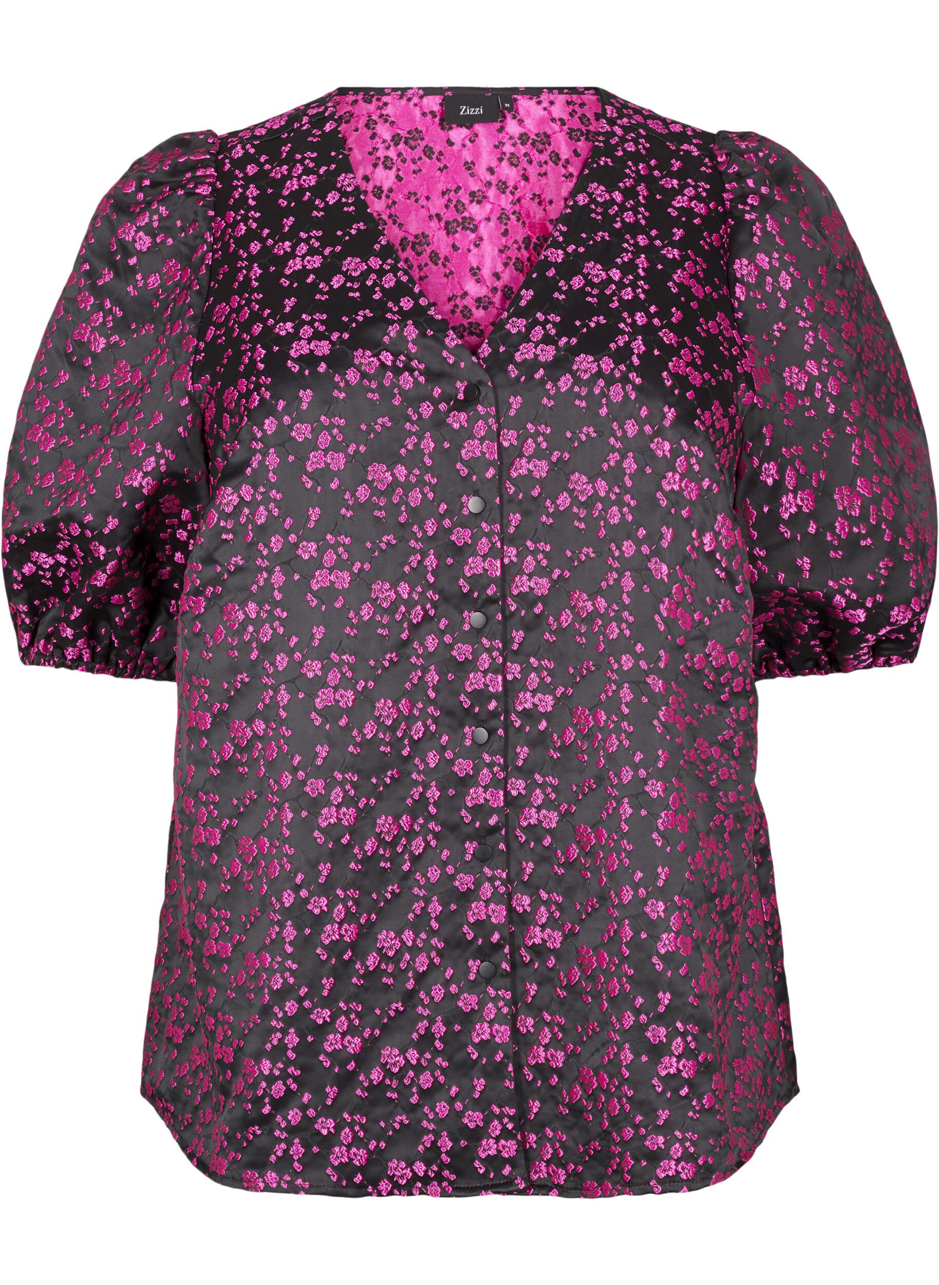 Brodert bluse med korte ermer
