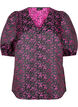 Brodert bluse med korte ermer, Svart, Packshot image number 0