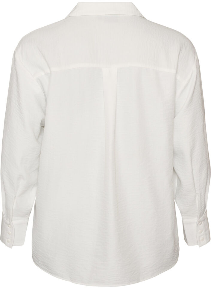 Loose fit skjorte med V-hals, Hvit, Packshot image number 1