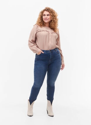 Super slanke Amy jeans med høy midje, Blue denim, Model image number 0