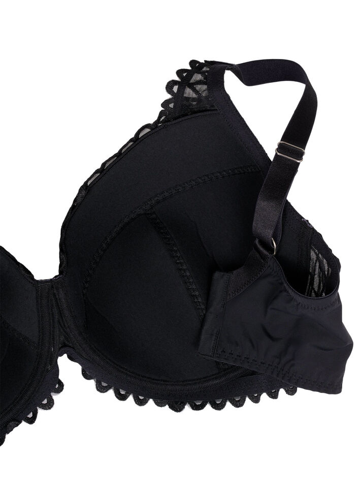 Polstret bh med bøyler og blondedetaljer, Svart, Packshot image number 3