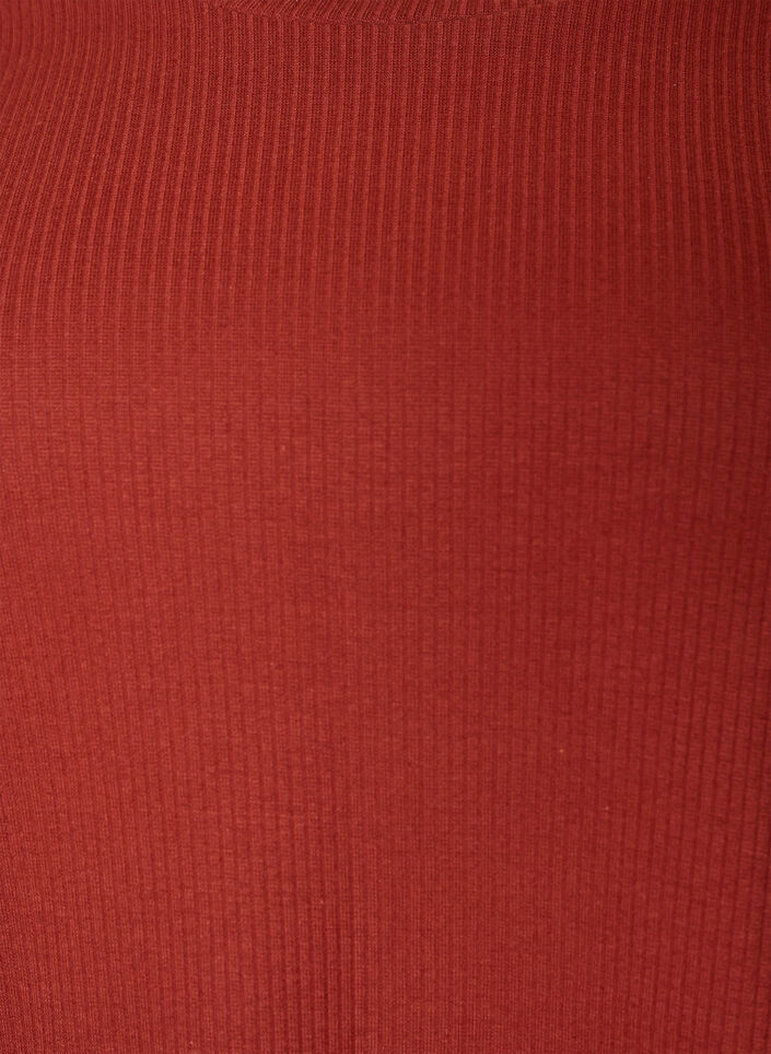 Ribbestrikket jerseybluse med korte ermer, R&oslash;d, Packshot image number 2