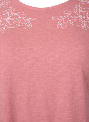 T-skjorte i bomull med mønsterdetalj, Old Rose W. Leaf, Packshot image number 2