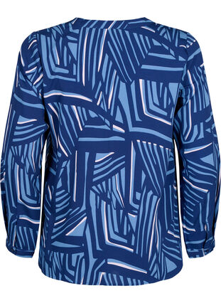 FLASH - bluse med lange ermer og trykk, Medieval Blue AOP, Packshot image number 1