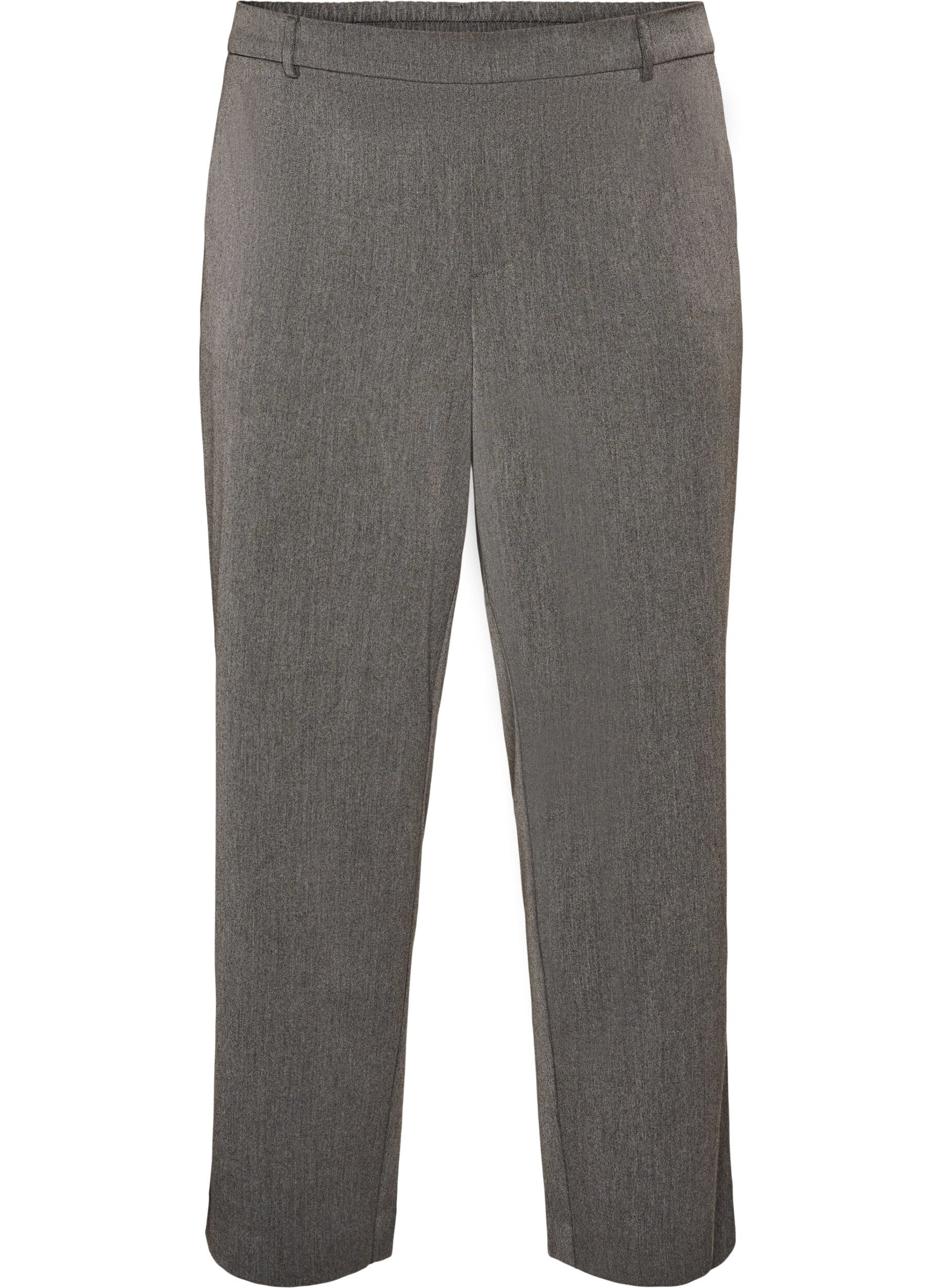 ZizziDressbukse med h&oslash;y midje og straight fit, Gr&aring;, Packshot image number 0