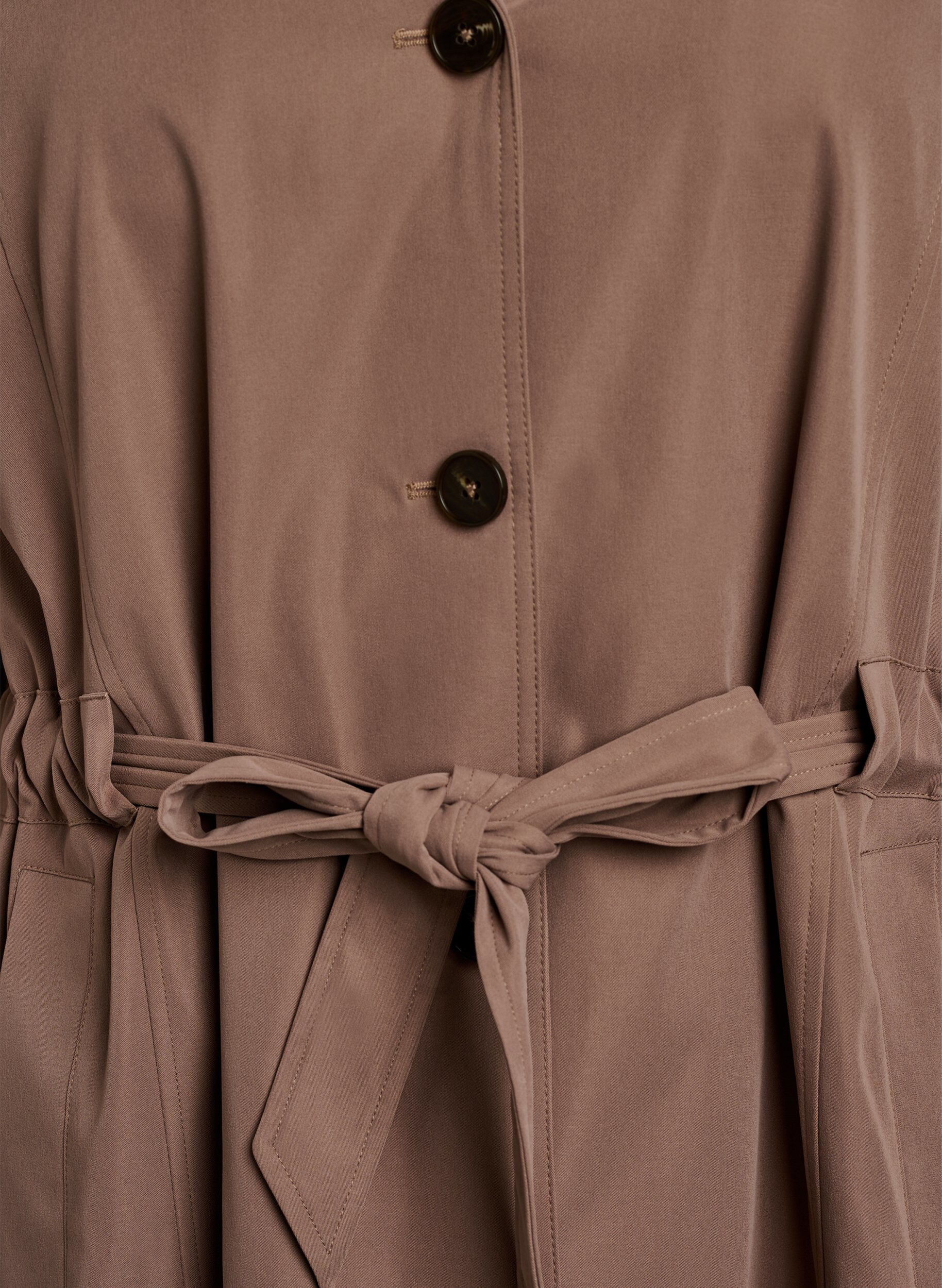 Zizzi Trenchcoat med hette og knytebelte, Brun, Packshot image number 2