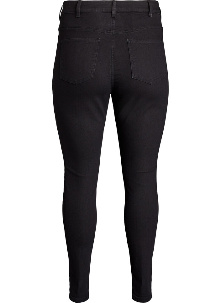 Amy jeans med h&oslash;y midje og super tynn passform, Svart, Packshot image number 1