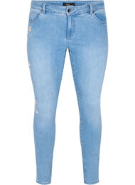 Ekstra slim Sanna jeans med broderidetaljer, Light blue