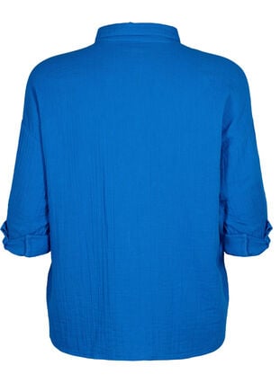 Skjorte med musselinkrage i bomull, Victoria blue, Packshot image number 1