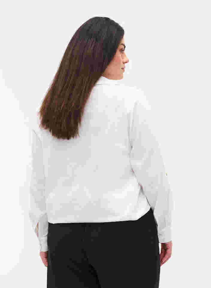 Bluse med 3/4-ermer og knapper, White, Model