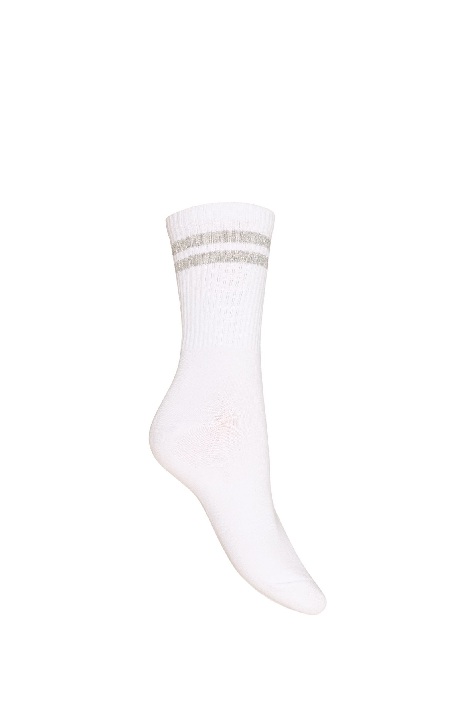 ZizziStripete bomullssokker, Hvit, Packshot image number 1
