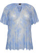 Kortermet bluse med blonder og knyting, Lilla, Packshot image number 0