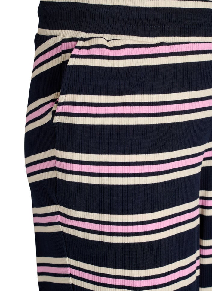 Stripete pyjamabukser med vide ben, Bl&aring;, Packshot image number 2