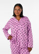 Bomullspyjamaskjorte med brystlomme, Rosa, Model image number 0