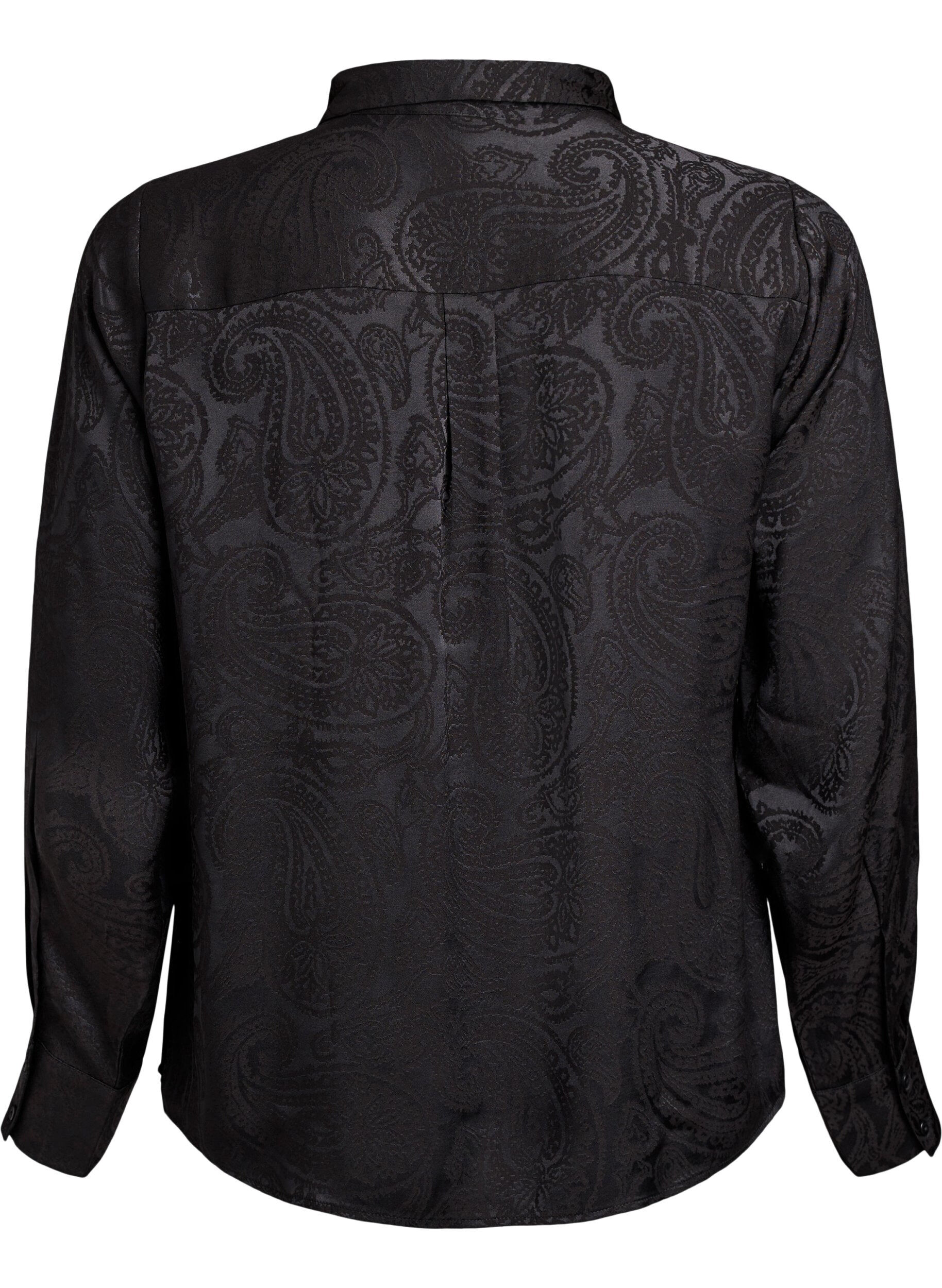 ZizziSkjorte med tone-i-tone paisleym&oslash;nster, Svart, Packshot image number 1