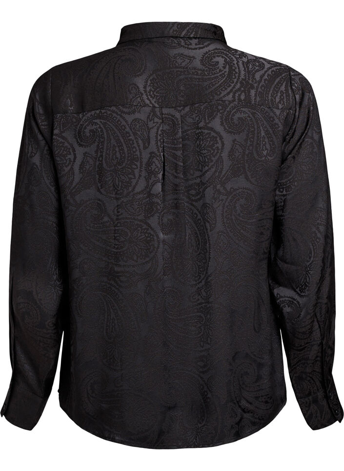 Skjorte med tone-i-tone paisleym&oslash;nster, Svart, Packshot image number 1