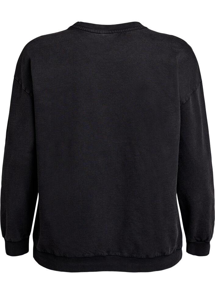 Vasket genser med statement-trykk, Grey Acid Washed, Packshot