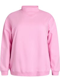 Sweatshirt med høy hals og lange ermer, Rosa Sweatshirt med høy hals og lange ermer