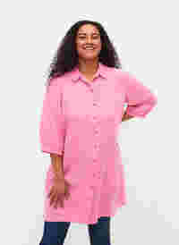 Lang skjorte med 3/4-ermer i lyocell (TENCEL™), Rosebloom, Model