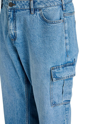 Zizzi Loose fit cargojeans med høy midje, Light Blue, Packshot image number 2