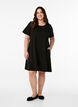 Jerseykjole med korte ermer og lommer, Svart, Model image number 1