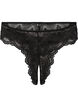 Bunnløs blonder thong, Black, Packshot image number 0
