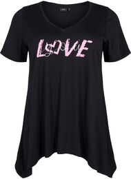 T-skjorte av bomull med korte ermer, Black LOVE