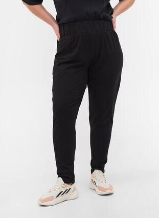 Zizzi Bomullsbukser, Black, Model image number 3