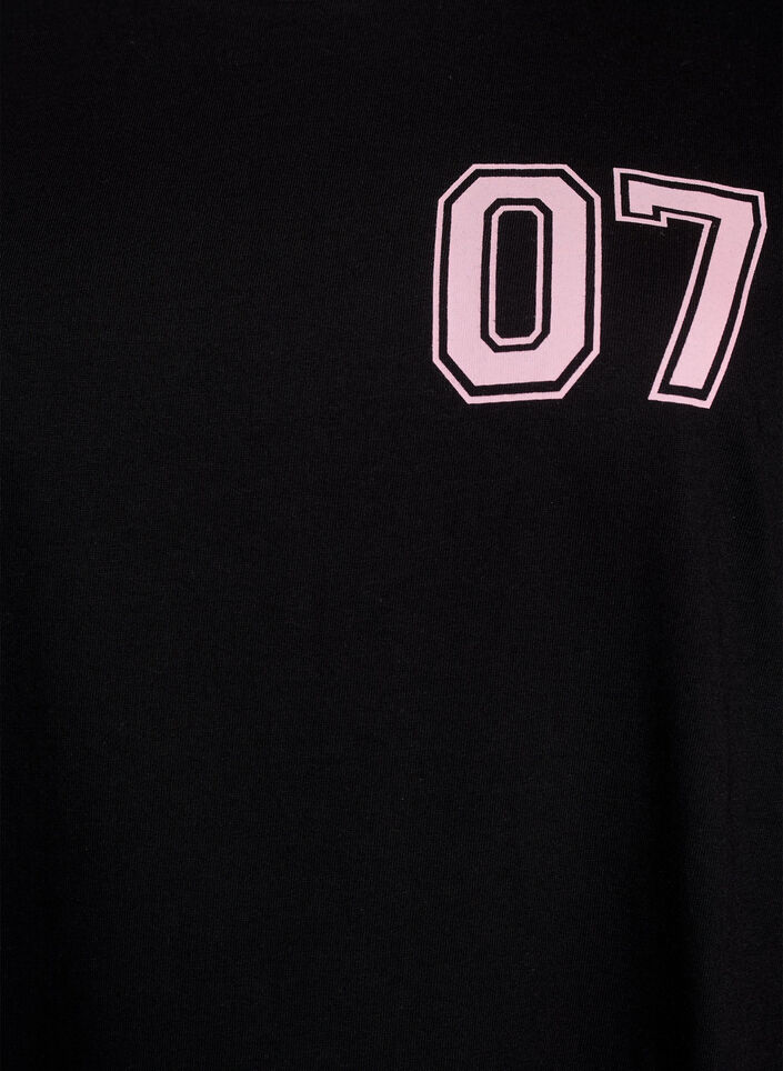 Kort T-skjortekjole med sporty detaljer, Svart, Packshot image number 2