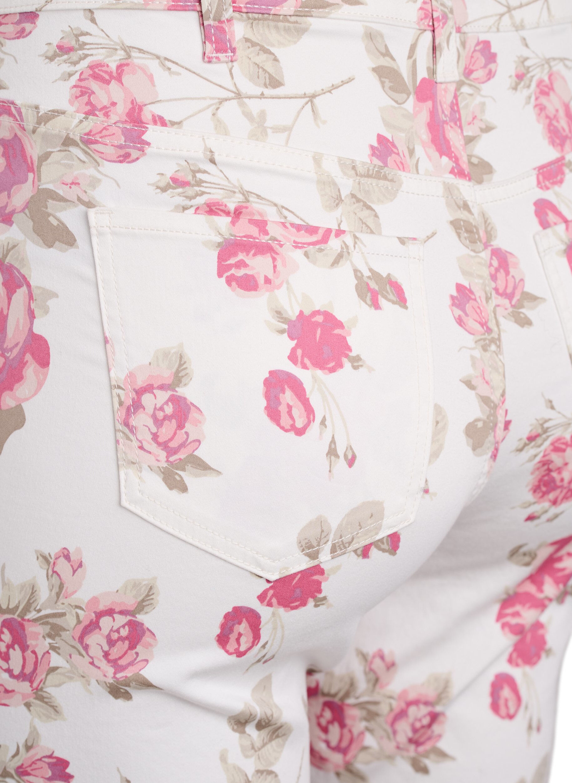 Zizzi Supersmal Amy jeans med blomstertrykk, Vanilje, Packshot image number 3