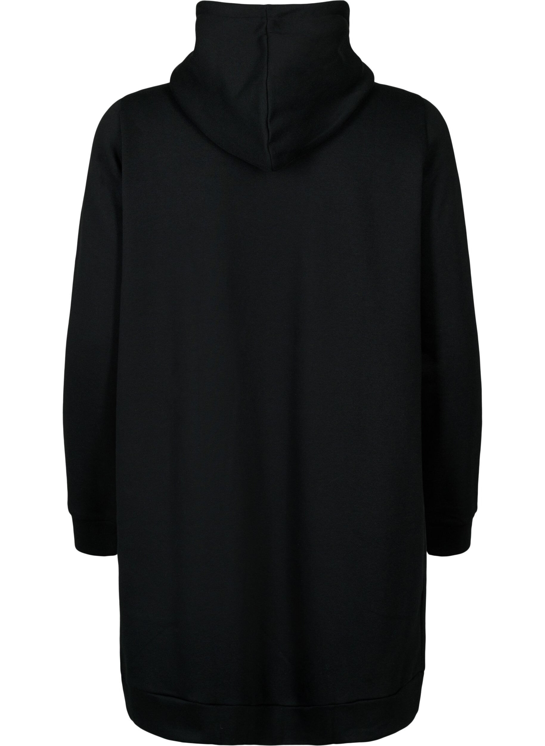 Zizzi Sporty genserkjole med hette, Black/Grey, Packshot image number 1