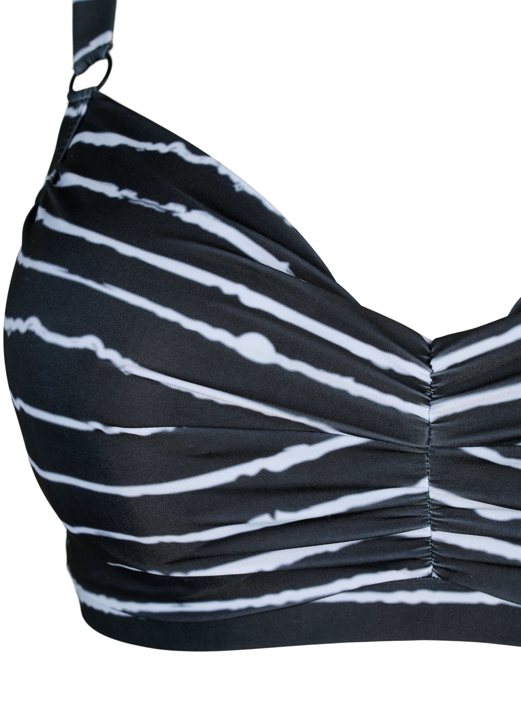 Zizzi Bikini-BH med trykk og b&oslash;yle, Black White Stripe, Packshot image number 2