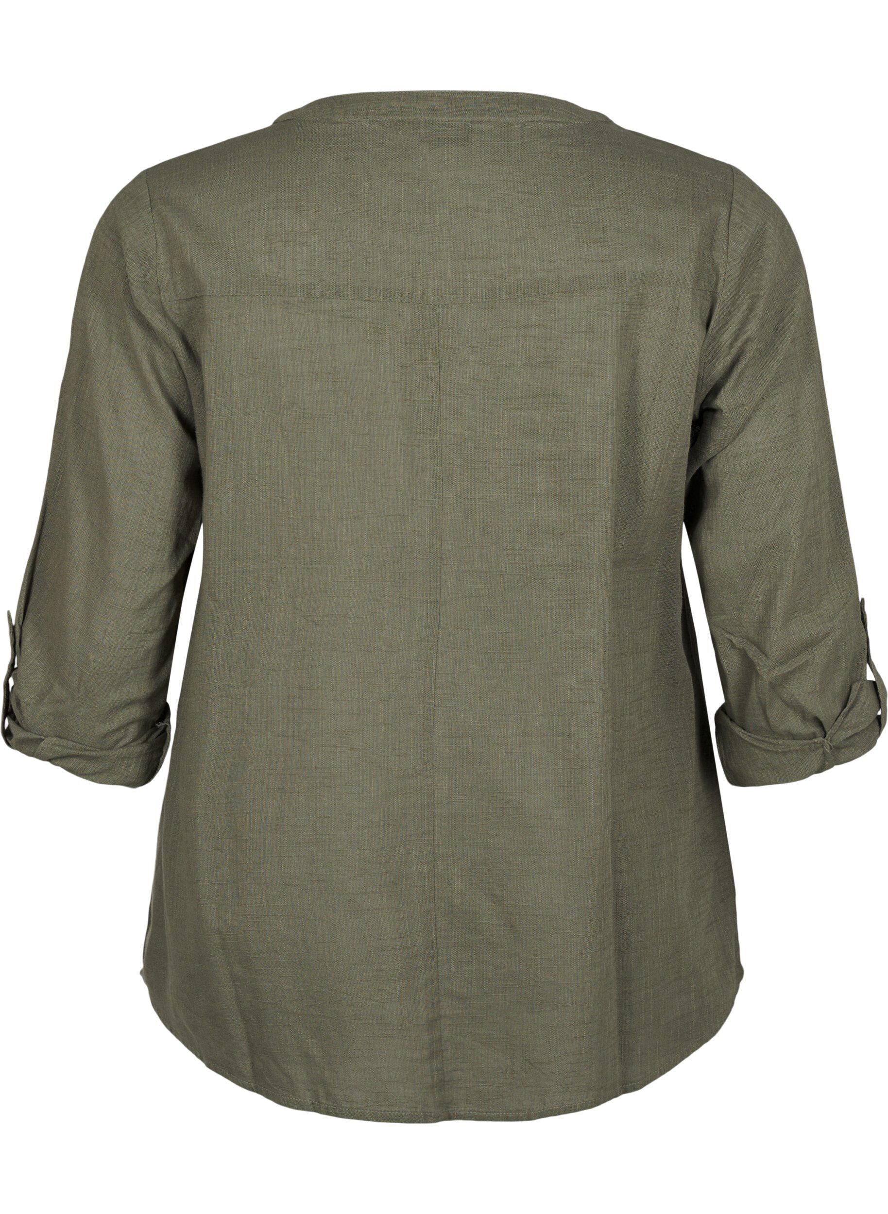 ZizziBomullsbluse med V-hals, Gr&oslash;nn, Packshot image number 1
