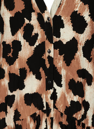 Midikjole med leopardmønster, Black AOP, Packshot image number 2