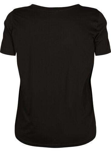 T-skjorte i bomull med V-hals og trykk, Black W. Love, Packshot image number 1