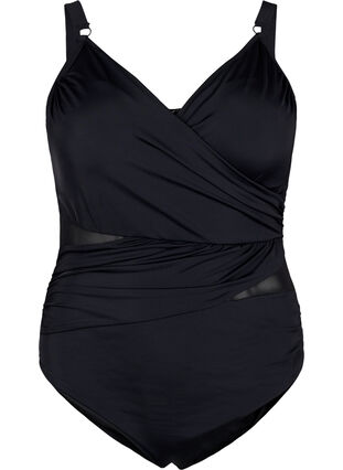 Badedrakt med wrap, Black, Packshot image number 0